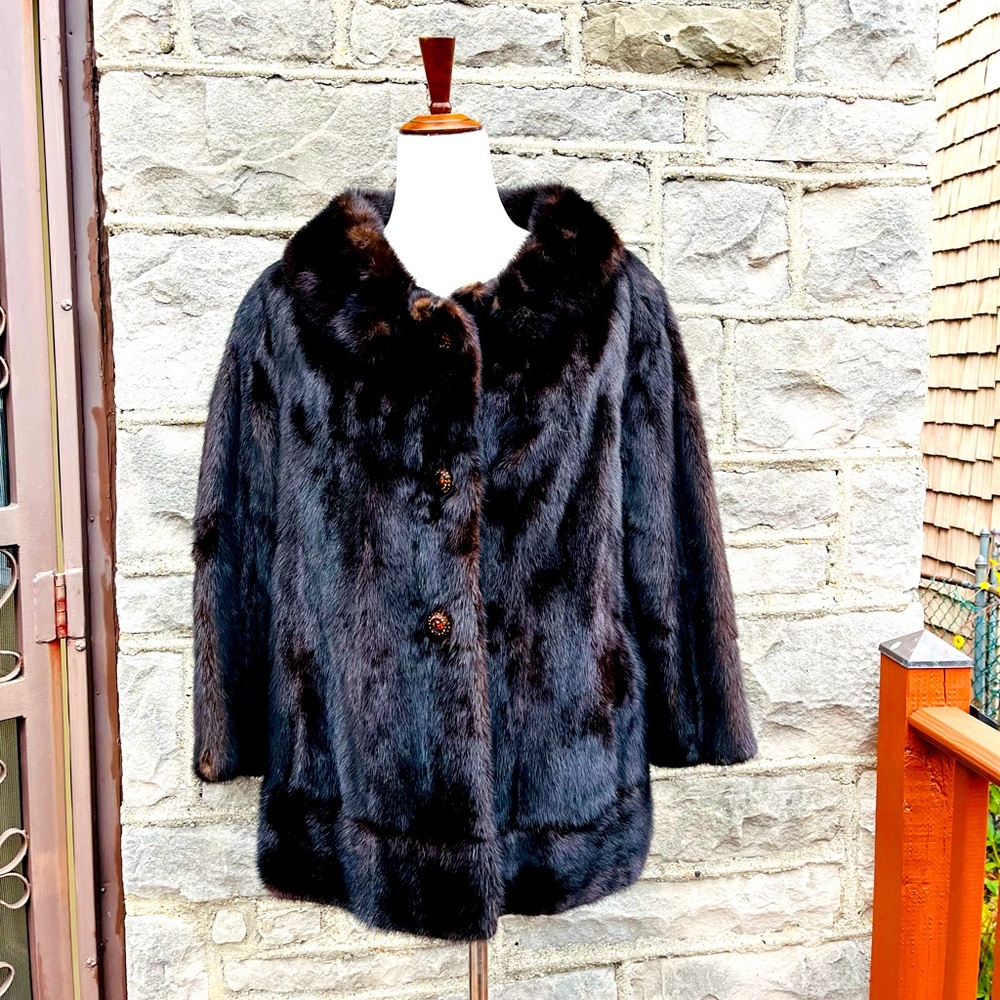Vintage 1960s Dark Brown Mink Coat